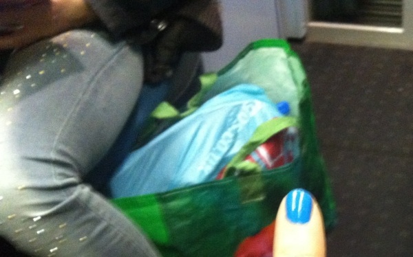 blue nail and bag contents